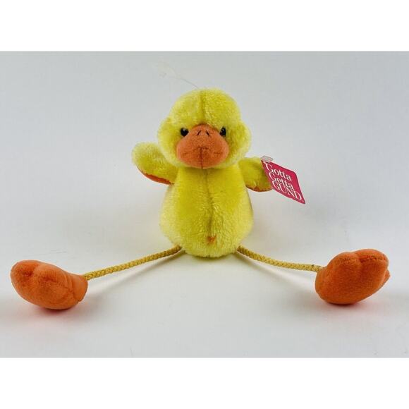 Vintage Gund Plush String Beans Duck Shelf Sitter Yellow with tags Stuffed Toy - Picture 1 of 10